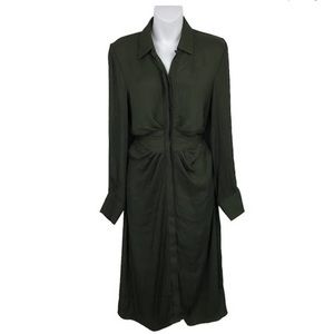 BB Dakota Steve Madden Tie of the Beholder Long Sleeve Shirtdress S Bottle Green